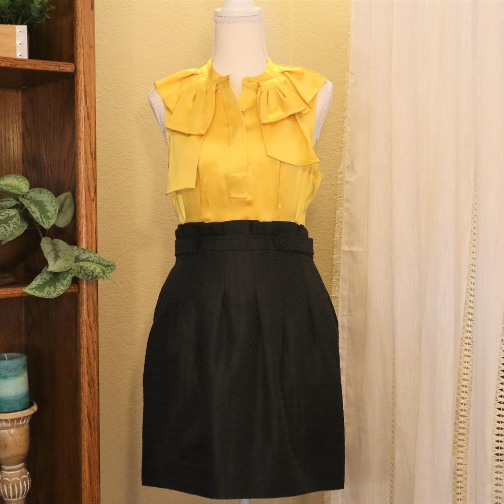 BCBGIRLS size 8P Yellow Silk Blouse Dress